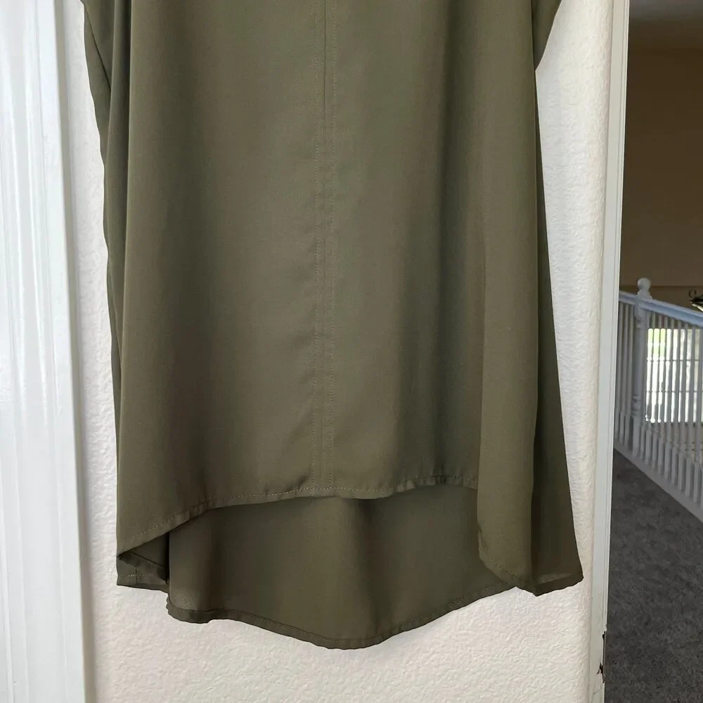 Pink Rose Sleeveless Women’s Blouse Tank Top Army Green Size Small #505 - Picture 10 of 12